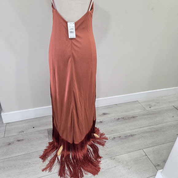 Cult Gaia Natalia Dress - Burnt Orange with Fringe - Picture 5 of 13